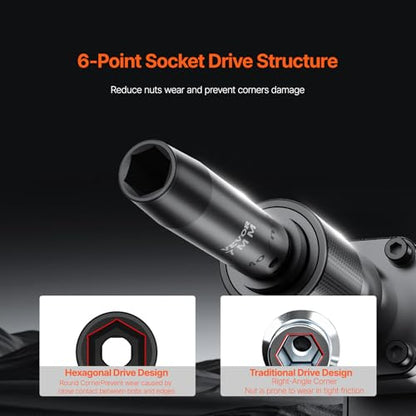 VEVOR Impact Socket Set 3/8" Drive, 90 PCS, CR-MO, SAE 1/4"-3/4" Metric 6-19mm, with Shallow & Deep Sockets, Swivel & E-Torx & Bit socket Sockets, Extension Bars, Adapters, Universal Joint - style: 3/8" 90PCS Swivel CR-MO
