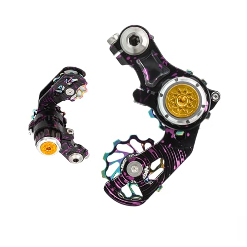 Single Speed Chain Tensioner Kit, CNC Aluminum Adjuster with 11T Pulley | Fits derailleur hanger frames for single speed conversions. 11T pulley with ceramic bearing for MTB, BMX & DJ bikes. - color: Blackish Purple