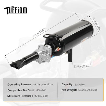 TUFFIOM 2.1 Gallon Air Tire Bead Blaster Seater w/Pressure Gauge & Handle, Wheel Trigger Seating Tool Inflator Tank for Motorcycle ATV Car, 87-116PSI Operating Pressure, Black - color: Black