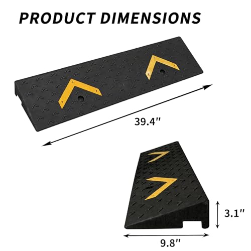 Rubber Curb Ramps 3" Rise 2 Pack for Driveway Wheelchair Riding Mower Doorways Threshold Garage Sidewalks,Ramps for Car Truck Motorcycle Bike,7000lbs Load Capacity - size: 3"inch