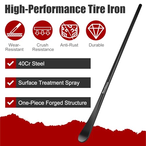 2 PCS Tire Bar, Tire Spoon, 33220 Mt and Demount Spoon, for Fast and Efficient Tire Removal and Installation, 30 in, 11/16 in - color: 2 PCS, Black