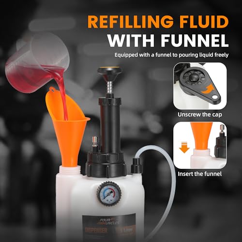 FOUR UNCLES 3L Transmission Fluid Pump Kit with 13 ATF Adapters | 3L Fluid Capacity, 13 ATF Adapters, Pressure Monitoring, Quick Release Valve, Professional Service Kit - size: 3L（13pcsAdapter）
