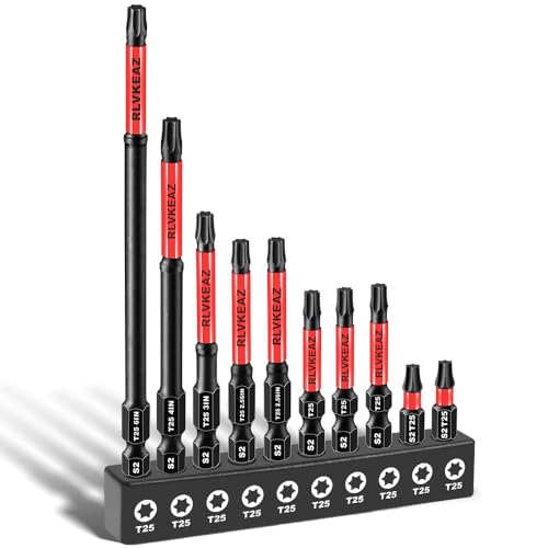 10-PCS T25 Torx Bits for Impact Driver, (1'' to 6'' Long) T-25 Star/Torx Bit Set, Premium Solid S2 Steel, Magnetic High-Torque, 1/4'' Hex-Shank for Auto Repair, Deck Building & DIY Projects - style: 10-PCS T25 Torx Bits 1'' to 6'' Long, T-25 Torx Bit Set