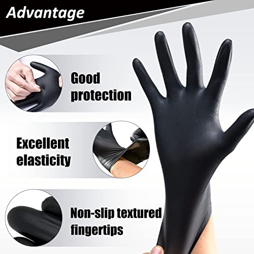 PROMEDIX P Nitrile Disposable Gloves,4mil-100 Count,Gloves Disposable Latex Free,Powder Free for Cooking,Household,Food safe - size: X-Large, style: Black of 200