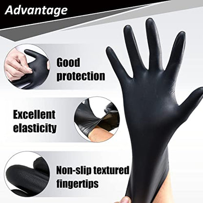 PROMEDIX P Nitrile Disposable Gloves,4mil-100 Count,Gloves Disposable Latex Free,Powder Free for Cooking,Household,Food safe - size: X-Large, style: Black of 200
