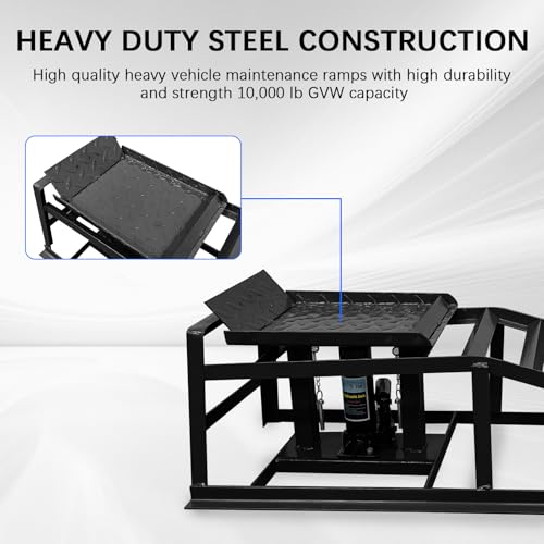 Hydraulic Car Ramps Heavy Duty 2 Pack, 11000LB/5-Ton Low Profile Auto Car Truck Service Ramps with Hydraulic Lift for Maintenance, Oil Change(Black)