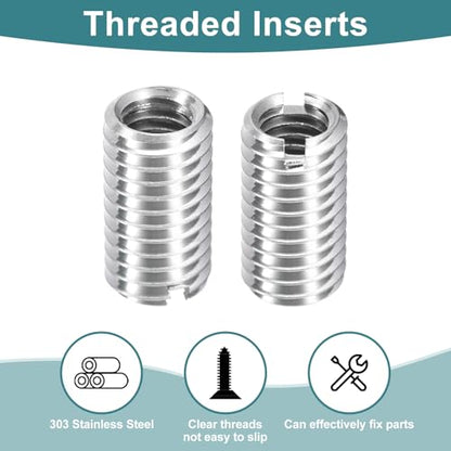 uxcell 10Pcs Threaded Inserts, M6-1x15 & M8-1.25x15 Stainless Steel 303 Screw Thread Sleeves Thread Repair Insert for Mechanical Equipment - size: M6-1x15 & M8-1.25x15mm