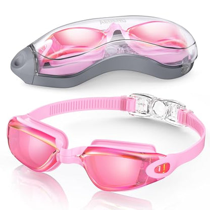 Aegend Swim Goggles, Swimming Goggles No Leaking Full Protect Adult Youth - color: Light Pink