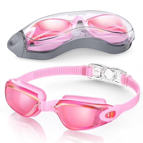 Aegend Swim Goggles, Swimming Goggles No Leaking Full Protect Adult Youth - color: Light Pink