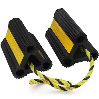 Vacallity Wheel Chocks for RV Trailer Car Truck, Upgrade Rubber Wheel Chocks with Rope Easy to Use,Camper Travel Chock Blocks Wheel Immobilizers & Chocks (6.2" 1pair) - size: 6.2" 1pair