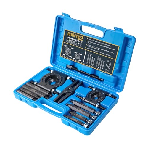 KOOPOOL 12-Piece Bearing Puller, Wheel Hub Puller Set, Wheel Bearing Removal Tool, Blind Bearing Puller, 5 Ton Capacity Bearing Separator with 2’’ and 3’’ Bearing Separator Jaws