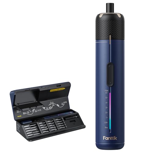 Fanttik S2 Pro Electric Screwdriver, Cordless Screwdriver Set, 7 Torque Settings, 0.5 to 6N.m, 20 Magnetic Bits, 1/4''Hex Shank, with 90° Angle Adapter, for Furniture, Household Repairs(Navy Blue) - color: Navy Blue
