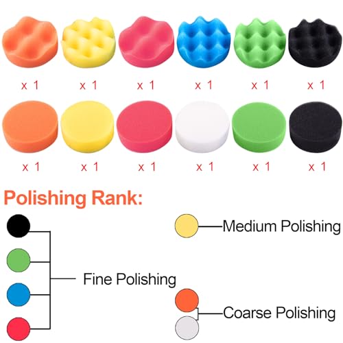 SIQUK 16 Pieces Buffing Pads 3 Inch Car Polishing Pad Kit Foam Polish Pads Wax Buffer Polisher Attachment for Drill - size: 3 Inch