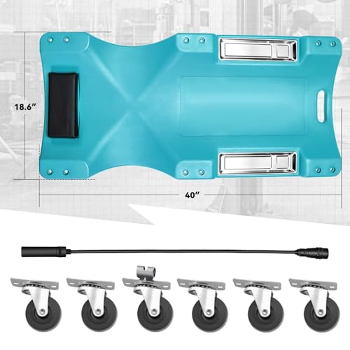 Auto Dynasty 40 Inches Mechanic Creeper, Automotive Garage Repair Low Profile Under Car Rolling Creeper with LED Light and Padded Headrest, Plastic, Sky Blue - color: Sky Blue, size: 40" L (w/LED Light)