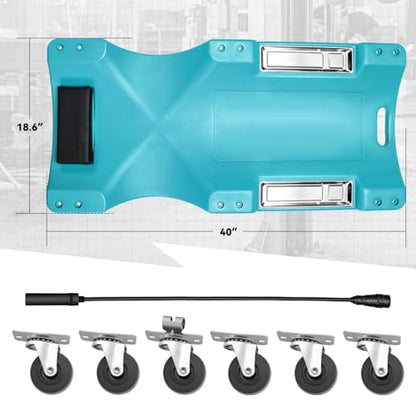 Auto Dynasty 40 Inches Mechanic Creeper, Automotive Garage Repair Low Profile Under Car Rolling Creeper with LED Light and Padded Headrest, Plastic, Sky Blue - color: Sky Blue, size: 40" L (w/LED Light)