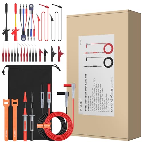 Proster Multimeter Test Leads Kit 26pcs - Multi Testers Replacement Test Leads with Alligator Clips Test Probe Spring Test Hook Test Prods Storage Bag Electric Tester Leads for Multimeter Tester - style: Test Leads 26pcs