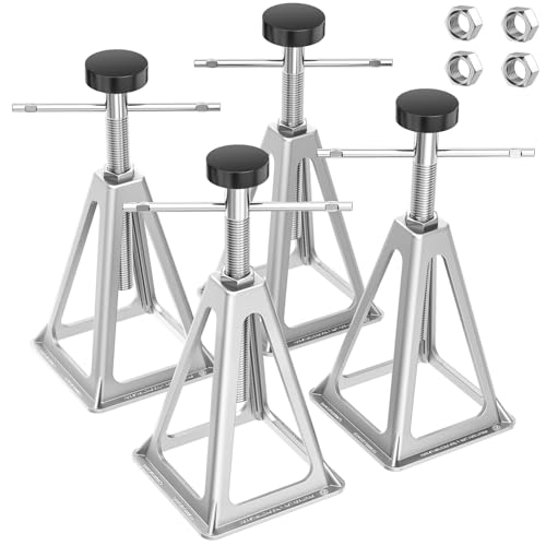 PAULINN RV Stabilizer Jacks 4 Pack, Heavy Duty Aluminum Jack Stands for Travel Trailer Camper, Single Screw Jack Support up to 6000 Lbs, Adjustable from 11 inch to 17 inch