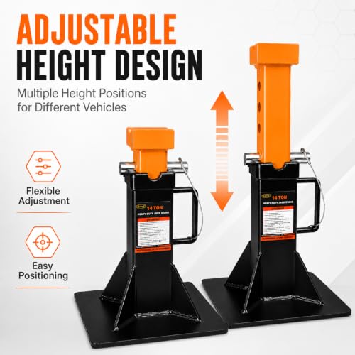 BESTOOL Heavy Duty Jack Stand，Car Jack Stand with Security Locking Pins-14 ton(28000Ibs) Capacity, 2 Pack - color: 14 Ton Jack Stand