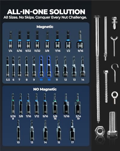 toolant Magnetic Nut Driver Set, 38-Piece | Strengthened magnetic retention, easier screw pickup, impact-driver use, repeated-use fastening, multi-size set - size: 38 Piece