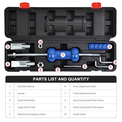 9PCS 5lb Impact Dent Puller Slide Hammer, Dent and Axle Puller Removal Set