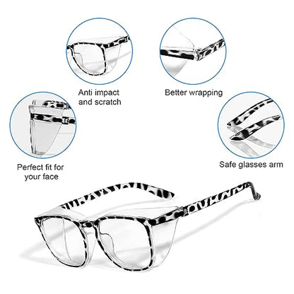 Stylish Safety Glasses Goggles for Women Girls Anti-fog Glasses Protective Eyewear Clear Glasses - color: Blue+tortoise+new-tortoise