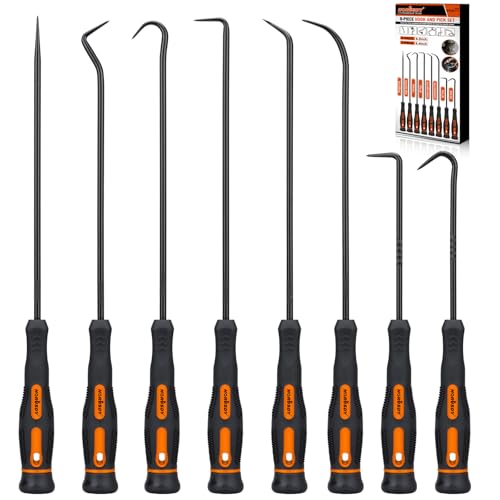 HORUSDY 8-Piece Professional Hook and Pick Set for Automotive Precision Work, Oil Seal Puller, O-Ring & Gasket Removal Tools with Ergonomic Handles for Mechanics, DIY Car Repair - size: 8-Piece