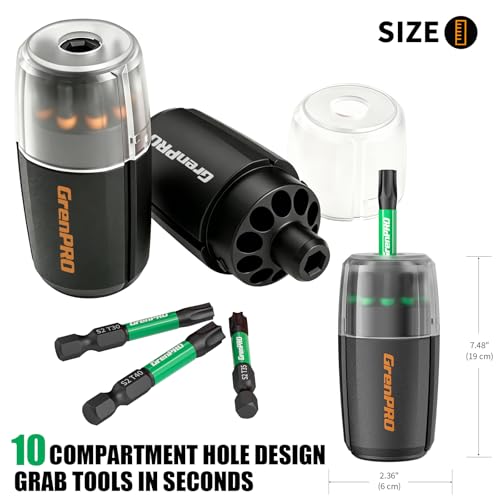GRENPRO 33Pcs Impact Screwdriver Bits Set, 2" Allen Wrench & Torx Drill Bit Set (SAE & Metric), S2 Steel Magnetic 1/4" Hex-Shank CNC Machined Bit Set with Storage Box for Automotive DIY & Home Repair - size: 33pcs(Trox&Metric&SAE)