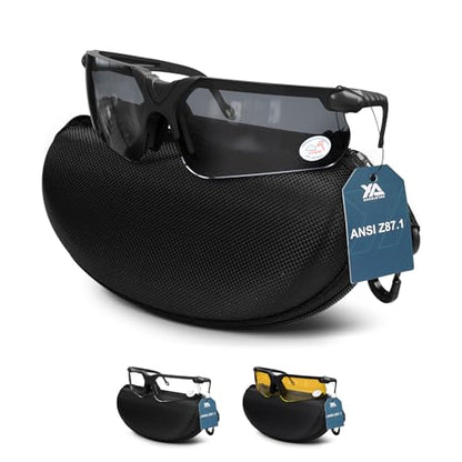 xaegistac Shooting Glasses with Case-Safety Glasses Anti Fog | Z87.1 Certificated Impact Resistance Safety Glasses for Hunting Shooting Sports - color: Black