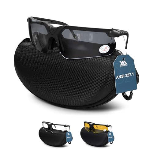 xaegistac Shooting Glasses with Case-Safety Glasses Anti Fog | Z87.1 Certificated Impact Resistance Safety Glasses for Hunting Shooting Sports - color: Black
