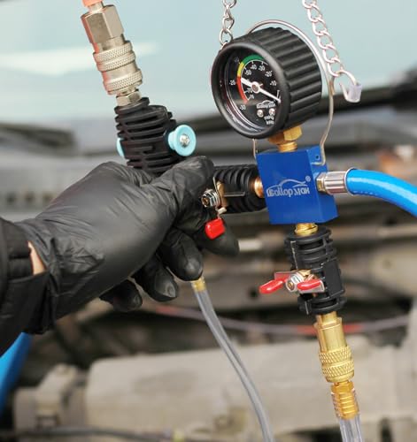 Radiator Pressure Tester Kit Coolant Pressure Tester Set with 31 PCS Universal Adapters Automotive Vacuum Type Coolant Refill for Vehicle