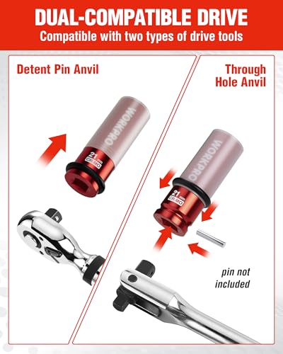 WORKPRO 1/2" Drive Lug Nut Impact Duty Socket, 21mm Deep Thin Wall Socket, Made of Premium Cr-Mo Steel, Non-Marring Lug Nut Wheel Sockets for Car - size: 1/2" DR x 21mm