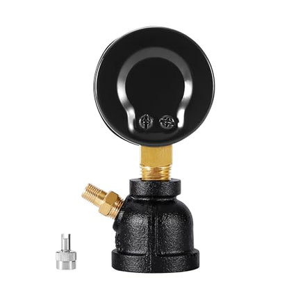 Gas Test Pressure Gauge, 1” FNPT Connection, Brass Valve, Chrome Plated Steel Body Assembly. (Steel Black, 1" FNPT 0-30 psi) - size: 1" FNPT 0-30 psi, style: Steel Black