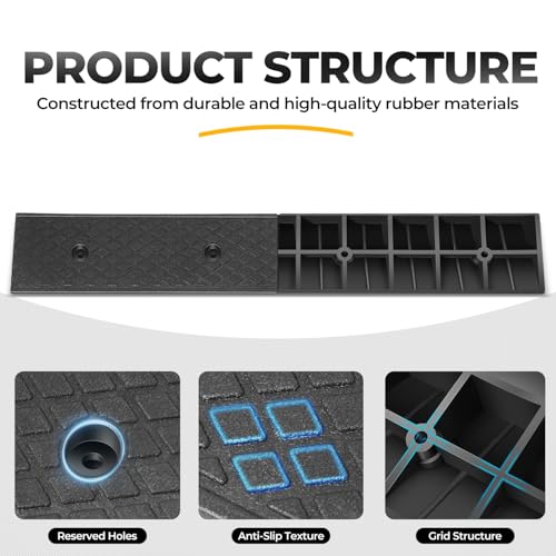 Auto Dynasty Rubber Curb Ramps, 3" Lift Height Curbside Driveway Ramp, 4410 LBS/2T Capacity Sidewalk Curb Ramp for Cars Trucks Bikes Motorcycles Wheelchairs, 2 Pack - size: 3" Rise
