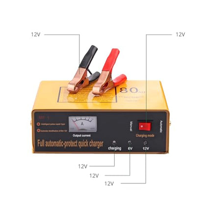6V 5A and12V 8.5A Car Battery Charger,Smart Battery Trickle Charger Maintainer 4 Charging Mode for Automotive Motorcycle Truck Boat Toy Car Lawn Mower Lead Acid Batteries (Yellow) - color: YELLOW