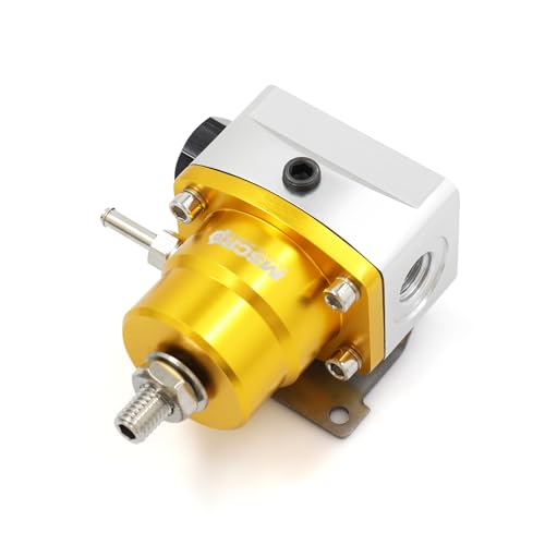 Adjustable Universal EFI Fuel Pressure Regulator Kit with 0-160psi Fuel Pressure Gauge and AN6-6AN Fuel Line Hose Fitting Connectors Kit (GLOD) - color: GLOD
