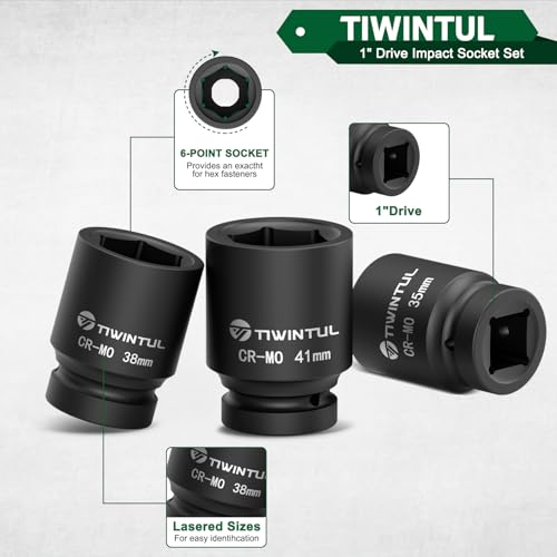 1 Inch Drive Impact Socket Set, 6 Point, Metric,10pcs, 27–41mm | 42 CR-MO, Includes 3/4"F x 1"M Adapter & 13/16" Impact Socket, Heavy Duty Large Socket Set for Truck & Equipment Repair - size: 10 PCS