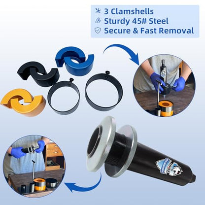 HKTE Heavy Duty Clamshell Bearing Puller Kit - Professional Tool for Carrier & Pinion Bearings Removal, Fits Dana, Ford, GM, BW78 Axles