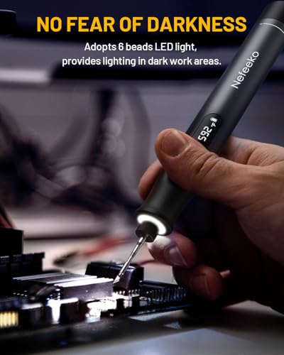 Nefeeko Cordless Soldering Iron Kit, Rechargeable Soldering Iron with Stand | 7s Fast Heating, Auto Sleep/Off, C210 Soldering Iron Tips, Portable Soldering Pen Soldering Gun Kit for Electronics Repair