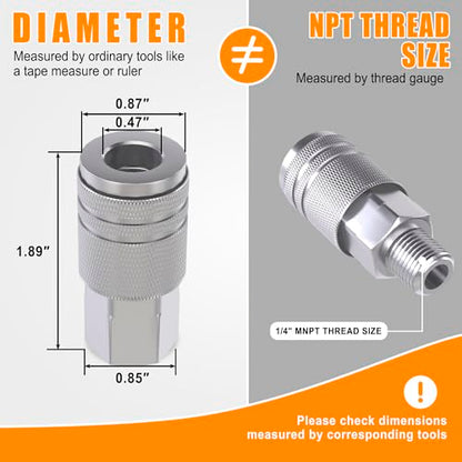 Air Coupler & Plug Kit,28 Pieces 1/4" NPT Air Tool Fittings Set,Quick Connect Air Hose Fittings Air Compressor Accessories