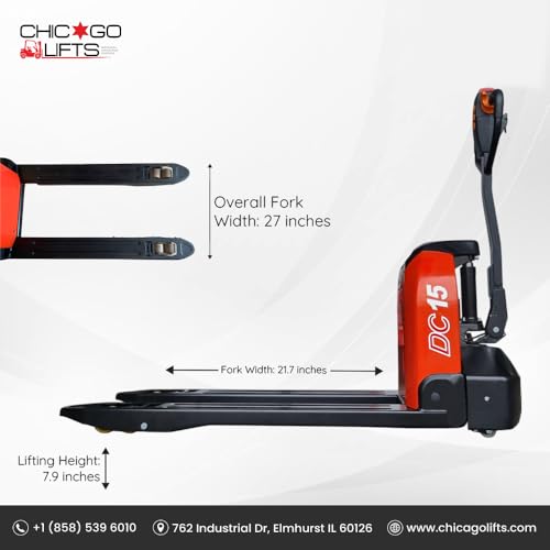 48" x27" Full Electric Pallet Jack 3300lbs Capacity Li-Ion Battery 24V/30AH