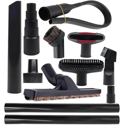 12 Pcs Vacuum Attachments Kit, Universal 2 1/2" 1 7/8" 1 3/8" to 1 1/4" Hose Adapters & Brushes & Wand Compatible with Shop Vac Accessories for Household Workshop Garage Cleaning - size: 12 Pack