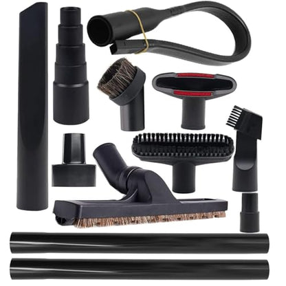 12 Pcs Vacuum Attachments Kit, Universal 2 1/2" 1 7/8" 1 3/8" to 1 1/4" Hose Adapters & Brushes & Wand Compatible with Shop Vac Accessories for Household Workshop Garage Cleaning - size: 12 Pack