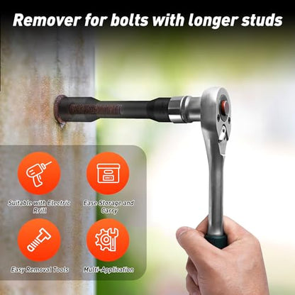 5PCS Deep Lug Nut Remover, 1/2" Spiral Twist Socket Extractor Kit | Bad Lug Nut Remover for Damaged, Rounded-Off & Rusted Lug Nuts, Cr-Mo Steel, Metric, Heavy Duty Storage Case