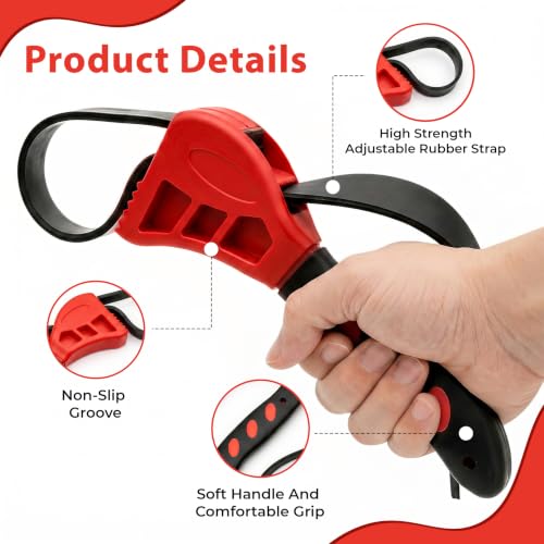 2-Pack Adjustable Rubber Strap Wrench Set – 6" & 8" Multi-Purpose Belt Wrench for Plumbing, Oil Filter Removal, Jar Opening – Non-Slip Strong Grip, Ideal for Weak Hands & Tight Spaces