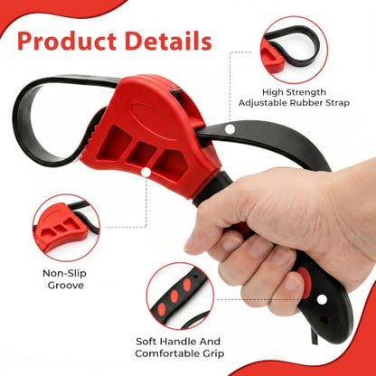 2-Pack Adjustable Rubber Strap Wrench Set – 6" & 8" Multi-Purpose Belt Wrench for Plumbing, Oil Filter Removal, Jar Opening – Non-Slip Strong Grip, Ideal for Weak Hands & Tight Spaces