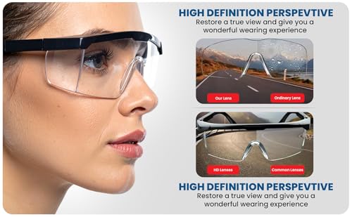 (3 Pack) Safety Glasses Anti Fog & Shattered Proof, ANSI Z87.1 & EN 166 UV Resistant Protective Eyewear Safety Goggles, Wide Frame Eye Shield Goggles Scratch Resistant Best Eye Protection