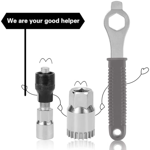 Oumers Bike Crank Extractor/Arm Remover and Bottom Bracket Remover with 16mm Spanner/Wrench. Professional Bicycle Repair Tool Kit - color: Gray