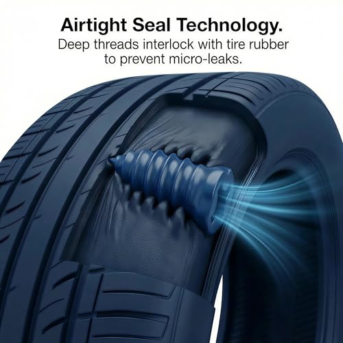Screw in Tire Plugs, Emergency Quick Fix Leak Sealing Kit for Cars, Motorcycles & Bikes