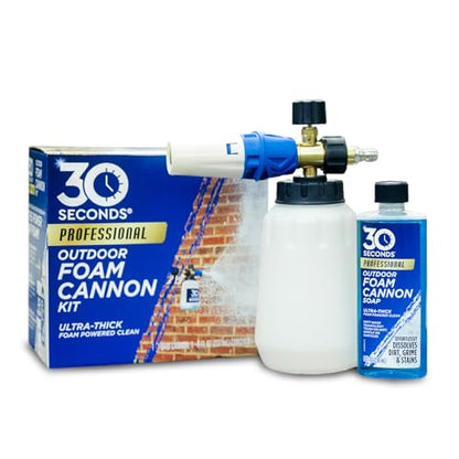 30 SECONDS Foam Cannon Kit – Pressure Washer Sprayer + 8 fl. oz. Soap – Foaming Cleaner for Siding, Decks, Driveways & Outdoor Surfaces
