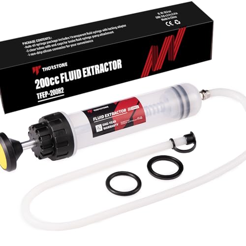 Thorstone 200cc Automotive Fluid Extractor Pump | Manual Oil Change Syringe with 31 Inch Hose (7 Oz./0.21 Qt./200 CC) - size: 200cc(80cm hose)